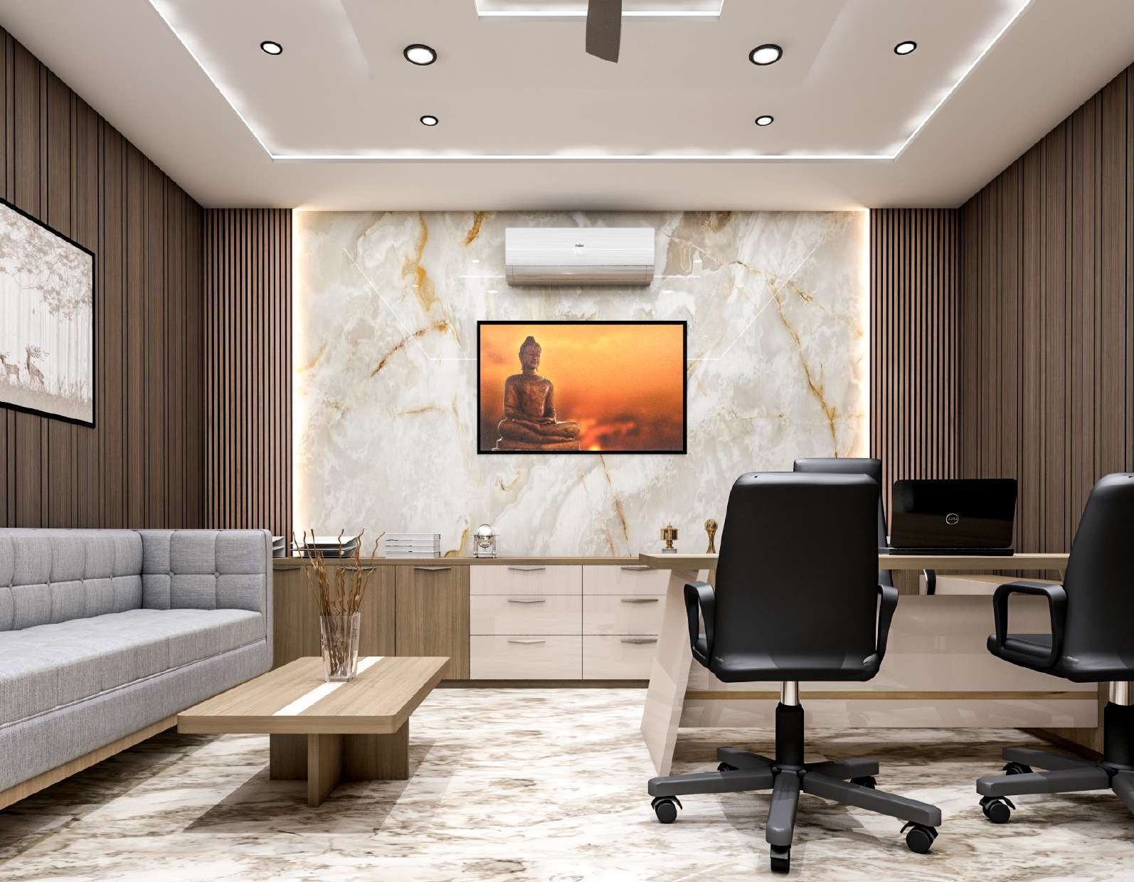 Client seating perspective by Vastva Studio